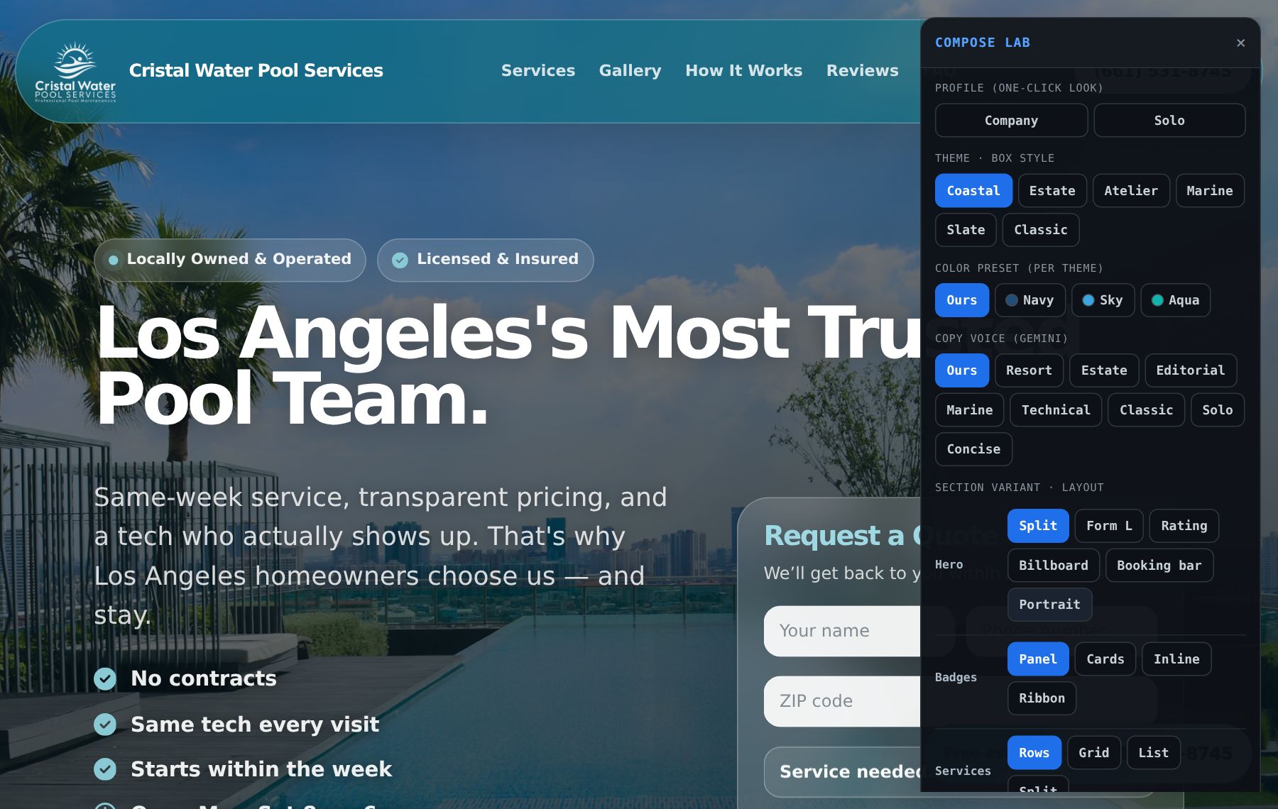 The SiteForge editor